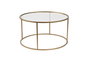 Nordure Mesa de Café 80 Dorada y Transparente con Tapa de Vidrio Templado para Sala de Estar, 80x80x43 cm
